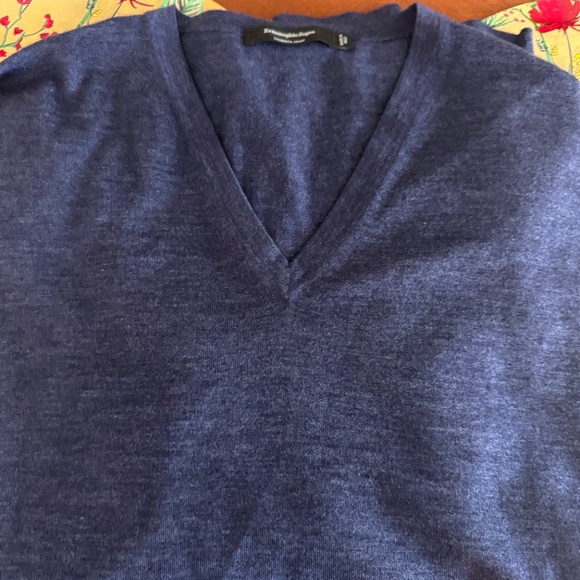 Ermenegildo Zegna Cashseta V Neck Sweater Men Deep Blue, 52, Cashmere Silk $1390 - Picture 6 of 10